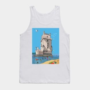 Belém Tower, Tower of Saint Vincent Lisbon Whimsical Illustration Tank Top